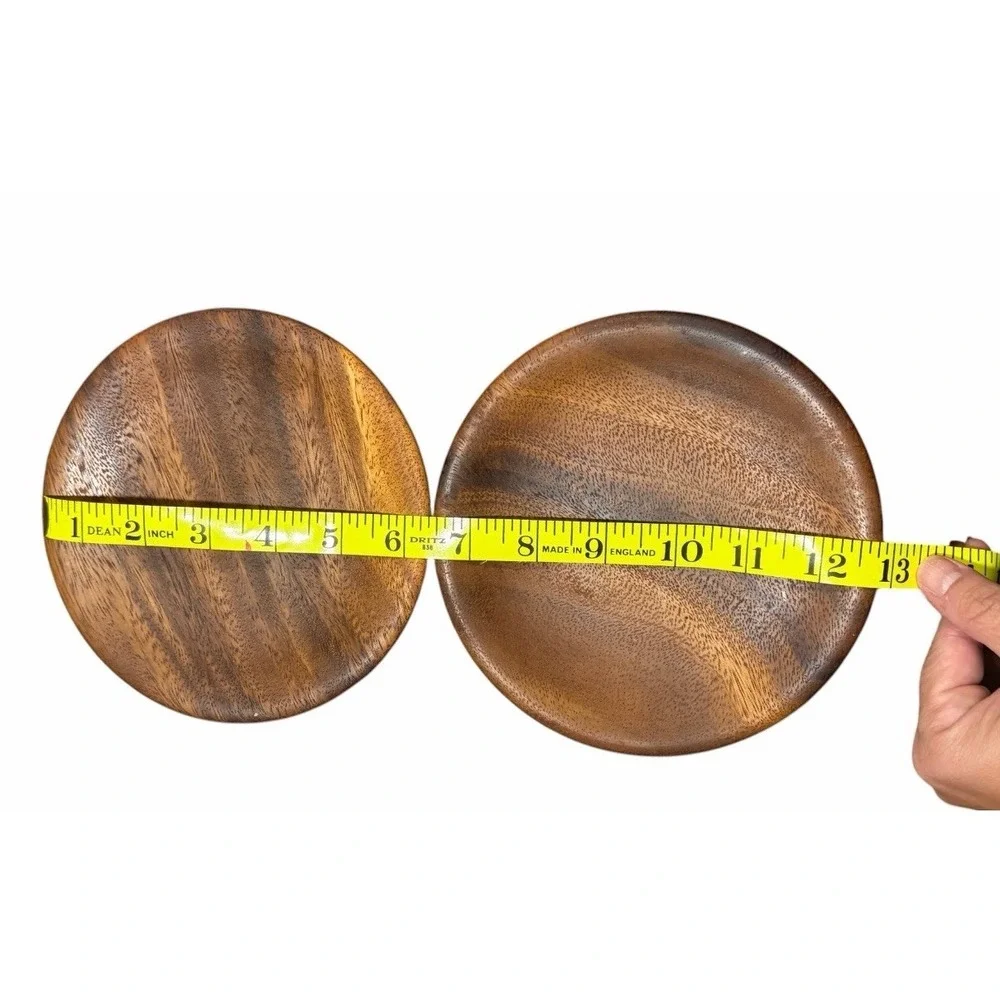 2 Set Of Koa Wood Hawaiian Dish Plate Tray Serving Kitchen Hand Made Vintage